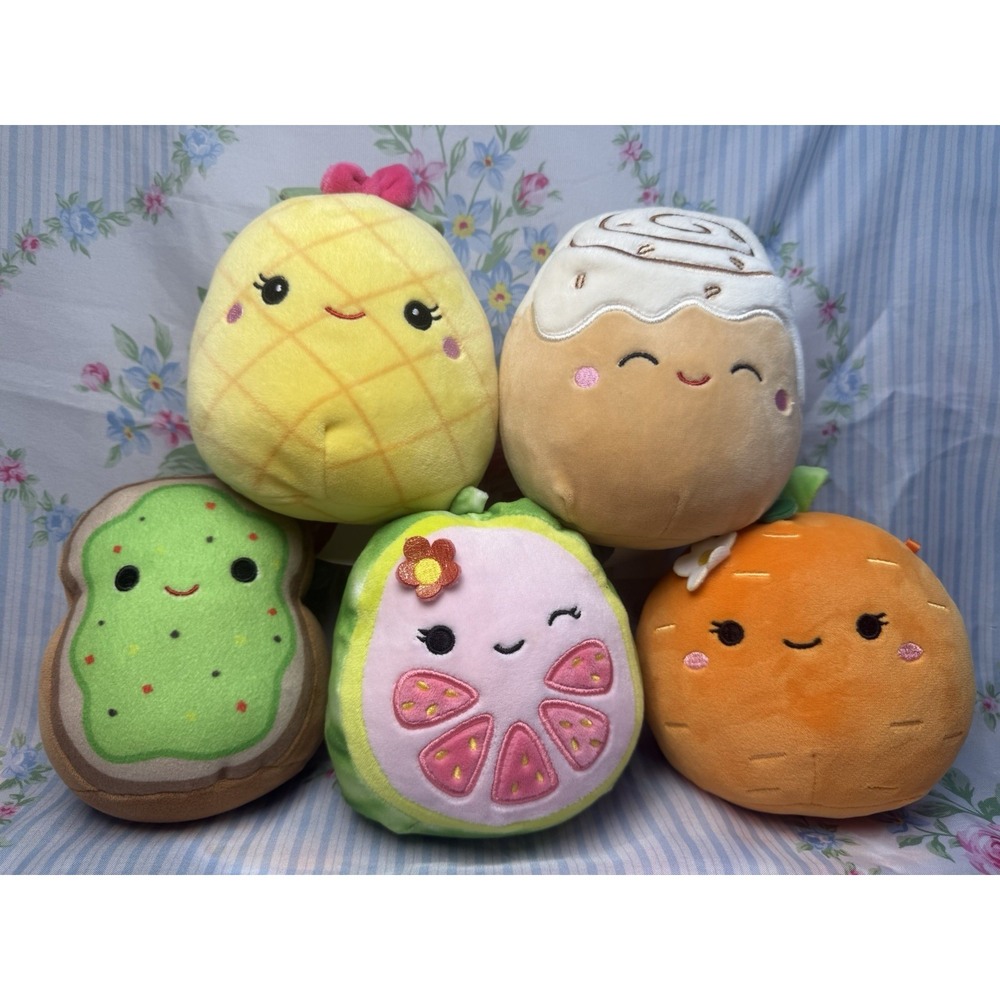 Squishmallows Food Squad Lot 5pc 5" Maui Pineapple Chanel Roll Lena Guava + More